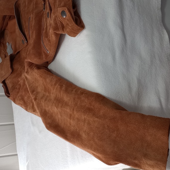 ASOS 100% REAL SUEDE LEATHER JACKET CAMEL/Rust color - Picture 6 of 14